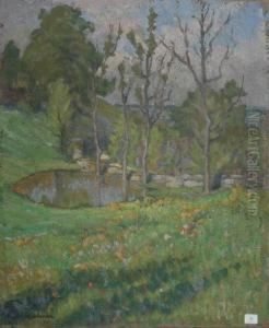 Paysage A La Mare by Etienne De Martenne