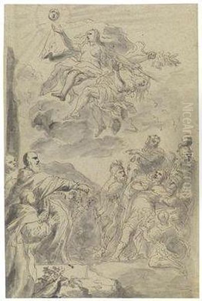 A Study For The Lost Ceiling Fresco "s. Benedetto Riconosce Rigo Sotte Le Spoglie Di Totila" - view 1