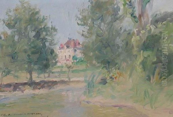 Le Parc Du Chateau. Panneau. Signe Enbas A Gauche Ch De Meixmoron. 15,5 X 22 Cm - view 1