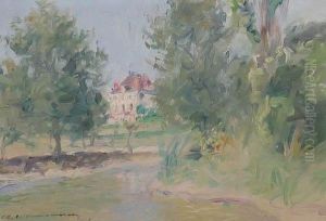 Le Parc Du Chateau. Panneau. Signe Enbas A Gauche Ch De Meixmoron. 15,5 X 22 Cm