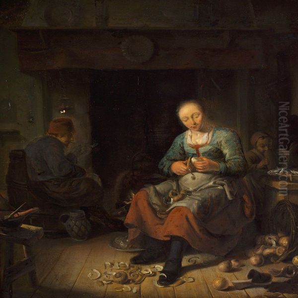 Interior With A Womanpeeling Apples - view 1