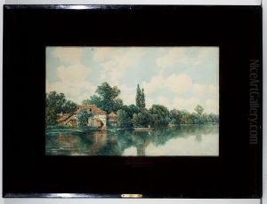 Gehoft Am Fluss. Unten Rechts Signiert F. De Mesgrigny. Aquarell. 35 X 55 Cm. Gehoft Am Fluss. Unten Rechts Signiert F. De Mesgrigny. Aquarell. 35 X 55 Cm.