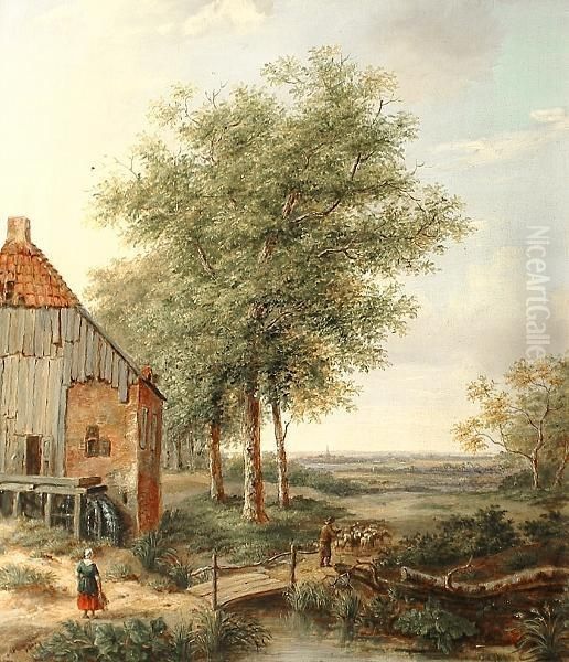 At The Watermill 'de Meyer.1842' (lower Left), And Bears Other Indistinct Signature '...hout' - view 1