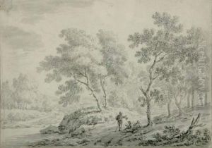 Bewaldete Landschaft Mit Rastenden Wanderern Und Jager by Hendrik Meijer