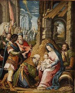 Adoracion De Los Reyes Magos by Roland De Mois