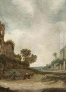 Landschaft Mit Ruinen Und Bauer Mit Pferd by Pieter De Molijn