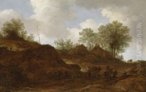 Travellers On A Path Through Dunes by Pieter De Molijn