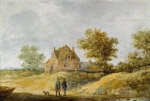 Landschaft Mit Zwei Bauern Vor Einer Hutte