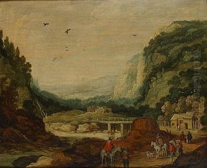 Reizigers In Een Berglandschap by Frans de Momper
