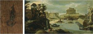 Rome: A View Of The Castel Sant'angelo, The Ponte D'angelo And The Tiber In The Foreground, With Figures And Horses In The Foreground And Boats On The River by Philippe Ii De Momper