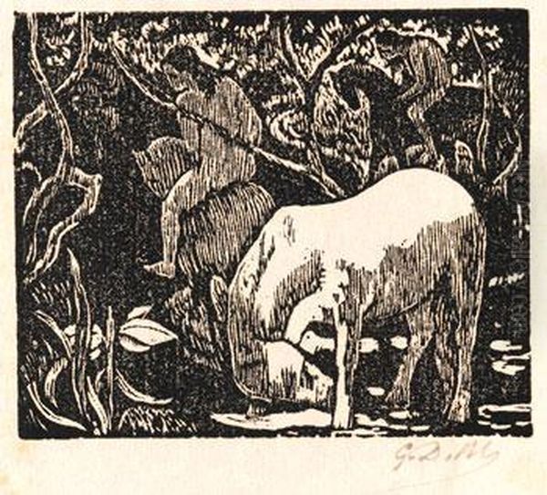 Noa Noa, Les Deux Baigneuses, Le Cheval Blanc, Personnage Et Volatiles, Les Cavaliers - view 1