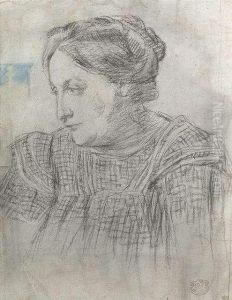 De: Portrait Of The Motherof Paul Gauguin. Charcoal And Pastel On Paper, Mounted Oncardboard. Initial Stamp. - Foxed. Minimally Stained. Slightscratches by Georges-Daniel de Monfreid