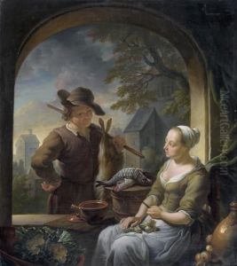 Chasseur Conversant Avec Une Cuisiniere by Louis de Moni