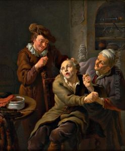Cena De Interior Com Figura Preparando-se Para Arrancar Um Dente A Outra Figura by Louis de Moni
