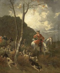 Jagdszene In Herbstlicher Landschaft by Henri D'Annecy (Comte De) Montpezat