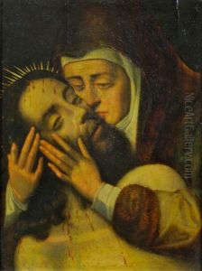 "virgen Dolorosa Con Cristo Muerto" by Luis de Morales