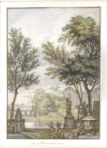 Park Landscape With A Statue by Isaac de Moucheron