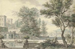 View Of An Italianate Villa And Its Garden by Isaac de Moucheron