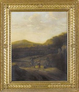 Hugellandschaft Mit Staffage Im Abendlicht by Isaac de Moucheron
