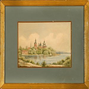 A View Towards Gripsholm In Sweden by Albinia Schafalitsky De Muckadell