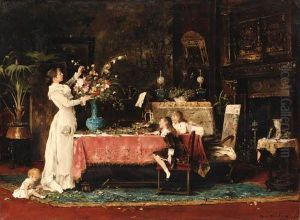 The Flower Arrangement by Mikaly De Munkcsy