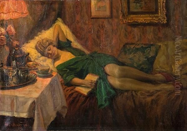 Reclining Woman Reading - view 1