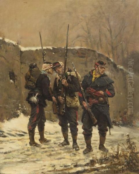 Three Soldiers In Winter - view 1