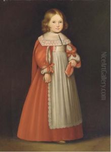 Portrait Of A Young Girl, Standing Full-length, In A Red And Whitedress Portrait Of A Young Girl, Standing Full-length, In A Red And Whitedress
