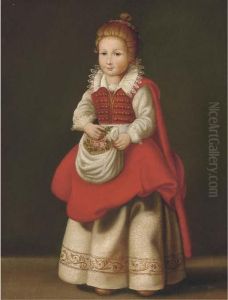 Portrait Of A Young Girl, Full-length With Flowers In Herapron Portrait Of A Young Girl, Full-length With Flowers In Herapron