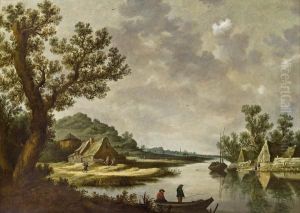 Flusslandschaft Mit Anglern by Pieter de Neyn