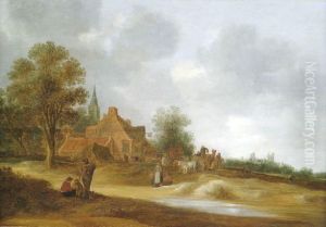 Dunenlandschaft Mit Einem Gasthaus, Im Hintergrund Stadtsilhouette by Pieter de Neyn