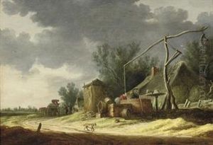 A Dune Landscape With Peasants At A Well Near A Cottage by Pieter de Neyn