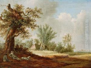 Paesaggio Con Due Contadini In Sosta Ed Un Cane by Pieter de Neyn