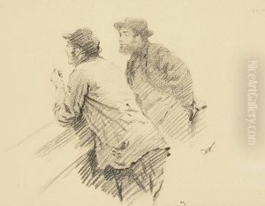 Deux Hommes Accoudes Discutant