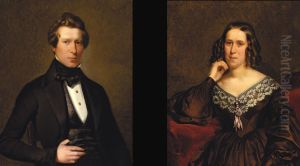Portret Van Een Dame- Portret Van Een Heer (1840) by Henry A. De Nobele