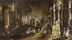 La Fuite De Loth Ou La Destruction De Sodome Et Gomorrhe by Francois de Nome (Monsu, Desiderio)