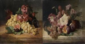 Natures Mortes Aux Raisins, Figues Et Fleurs Natures Mortes Aux Raisins, Figues Et Fleurs