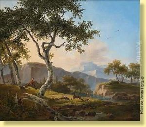Scene De Chasse Sur Fond De by Pierre Francois de Noter