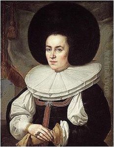Portrait Of A Lady, Half-length, Wearing A Black Dress With A Broad Lace Ruff And Fur Hat by Pieter de Neyn