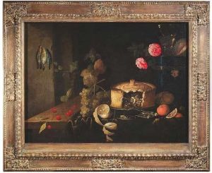 Still Life With Cherries, A Half-peeled Lemon, Grapes And A Pie