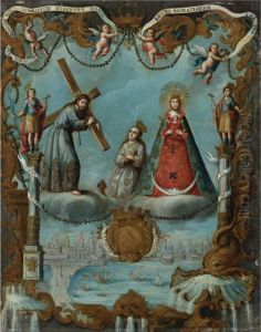 Alegoria De La Ciudad De Cadiz Con Jesus Nazareno Y Virgen Del Rosario