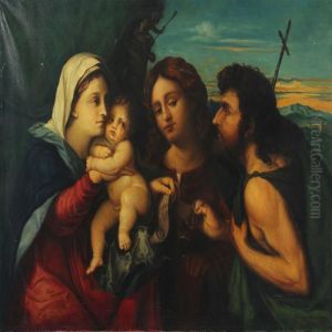 Madonna With The Child, Saint Catherine And Saint John Baptist by Palma Vecchio (Jacopo Negretti)