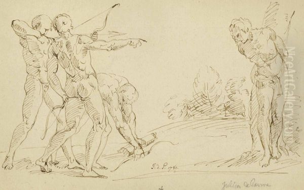 Martyre De Saint Sebastien; Et Etude De Personnages - view 1
