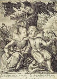 Young Couple With Amor "the Five Senses" by Willem De Passe