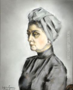 Portrait De Femme Au Turban Gris by Jef De Pauw