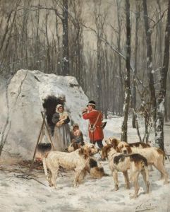 Jagdszene Im Winter by Charles Olivier De Penne