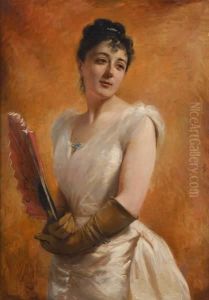 Elegante A L'eventail by Marthe De Peslouan