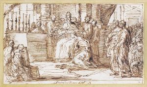 Saint Clement Giving The Veil To Flaviadomitilla by Pietro Antonio De Pietri