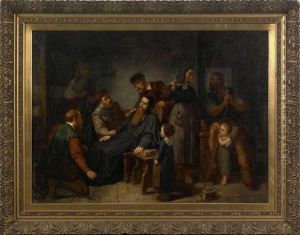 Interior Scene With Figures by Auguste de Pinelli