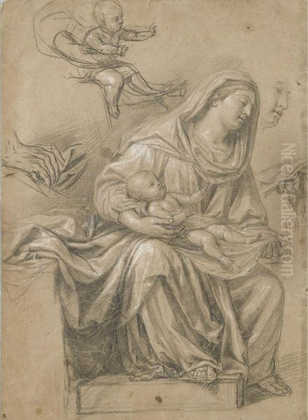La Vierge Assise, Tournee Vers La Droite, Tenant L'enfant Jesusetendu Sur Ses Genoux - view 1